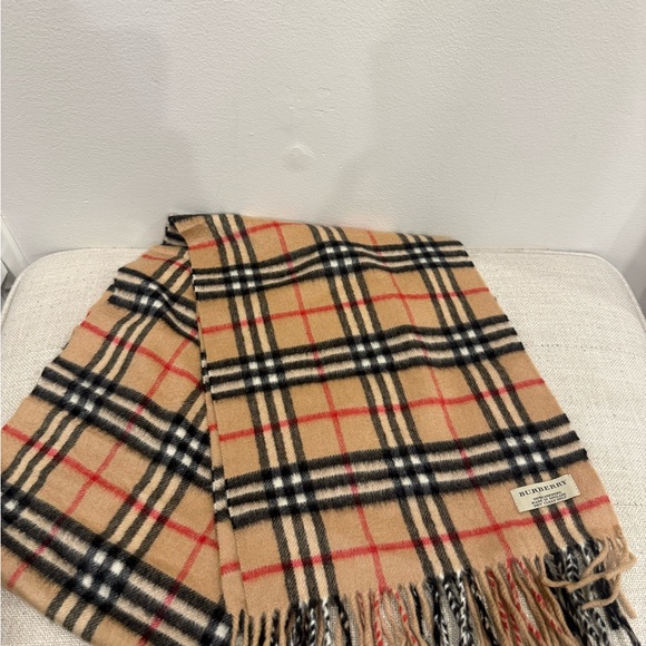 Burberry Tan and Red Plaid Scarf - Picture 3 of 4